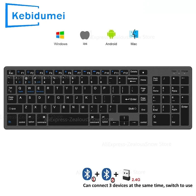 New Bluetooth 5.0 Wireless Keyboard Mouse Set 2.4G English 102 Keycaps For MacBook iPad Tablet Rechargeable Mice Keyboard Laptop