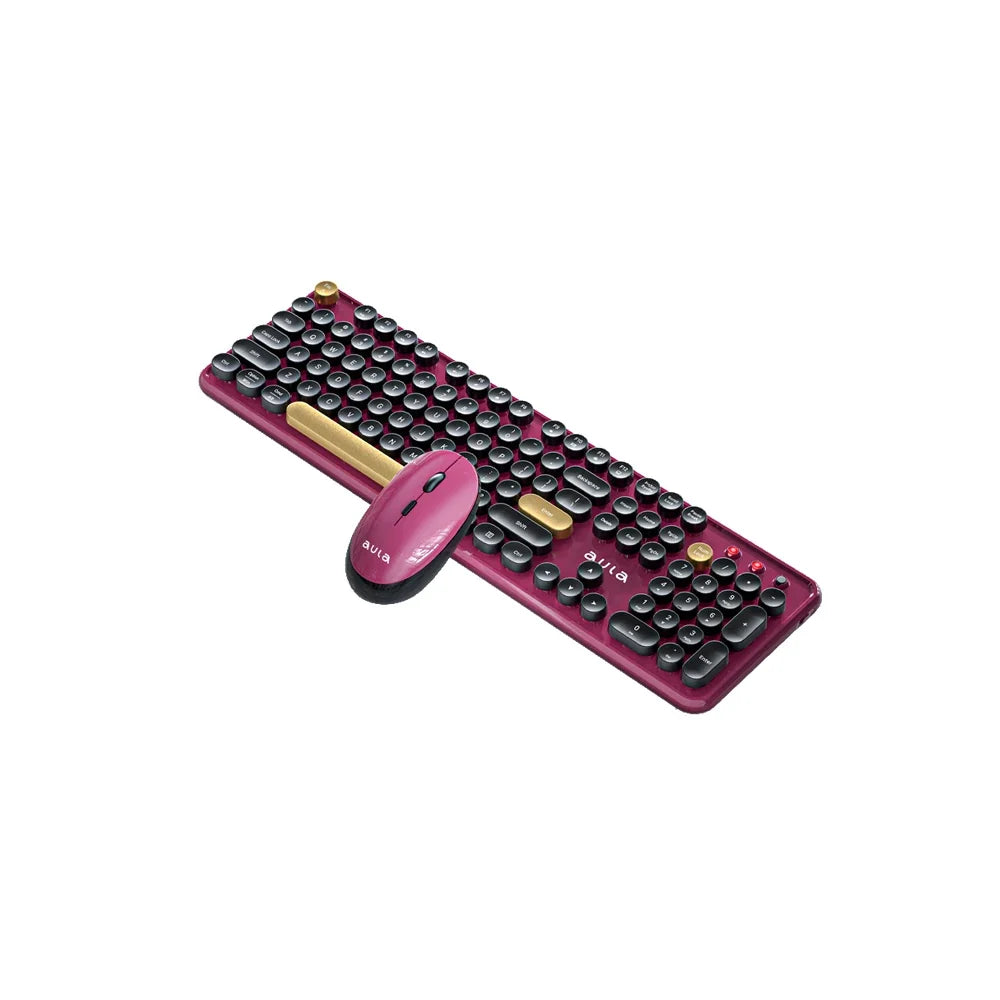 AULA AC306 Wireless Keyboard and Mouse  Combo Retro Round Key Cap Full-size 104-key Laptop for Office Entertainment