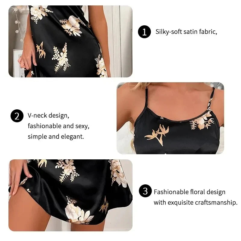 Women Nightwear Clothes Sexy Black Nightdress For Woman