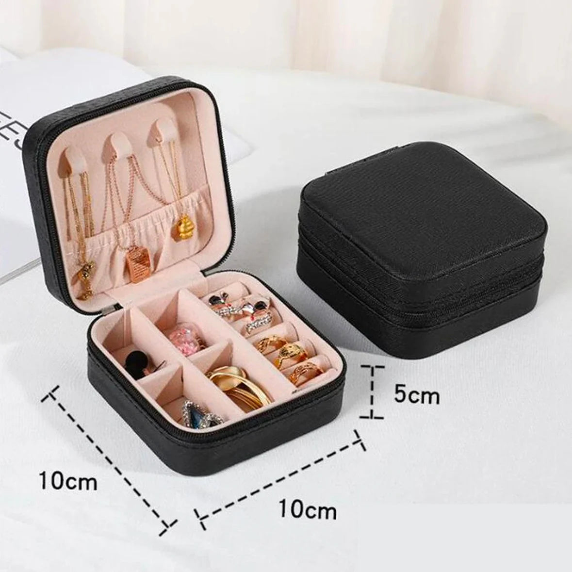 1PC Storage Box PU Jewelry  Anti-oxidation Necklace Ear Ring Ear Stud Pendant Jewelry Box Large Capacity Portable Jewelry Box