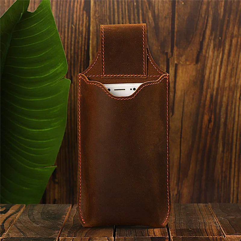 Men Fanny Pack Genuine Leather Waist Bag Belt Bum Leg Hip