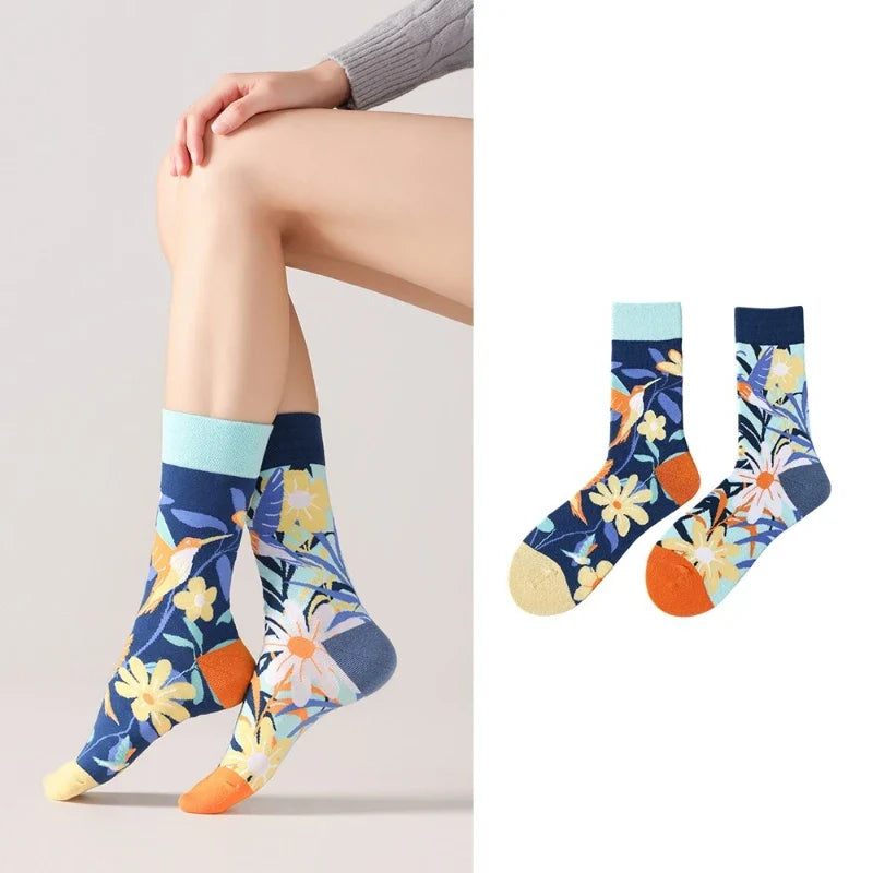 New Creative Cartoon Dog Ins Animal Trendy Socks Jacquard Cotton Socks Couple Mid length Fashion Skateboarding Socks