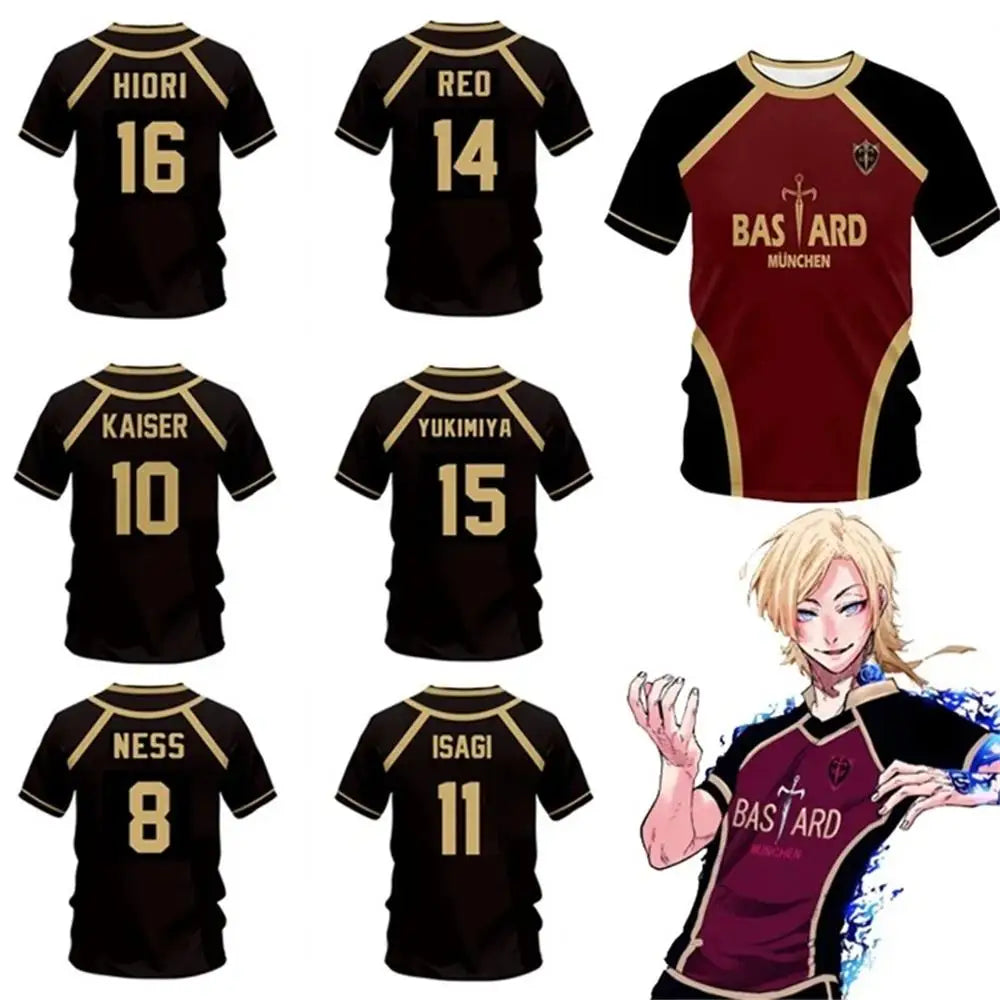Jersey Pattern Vl Replika Blue Lock Anime Bastard, Munich Summer Men And Women 3D t- Shirt Casual T Shirt.
