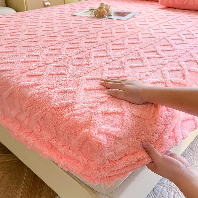 1pc Winter Warm Bed Sheet with Elastic Band Single/Queen/King Mattress Cover.
