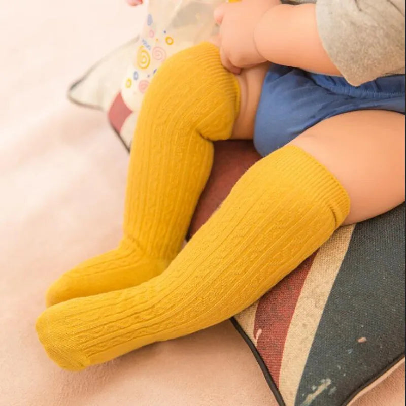 Baby Girl Accessories Kids Socks Clothes Fashion Stockings Pure Color Knee High Anti Skid Warm Breathable Socks Fall Winter