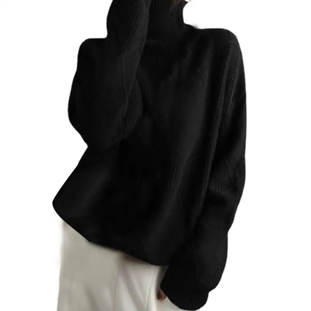 Turtleneck Sweater Long Sleeve High Neck Winter Sweater Warm Turtleneck Sweaters Knitted Loose Women Pullover Sweater Jumper