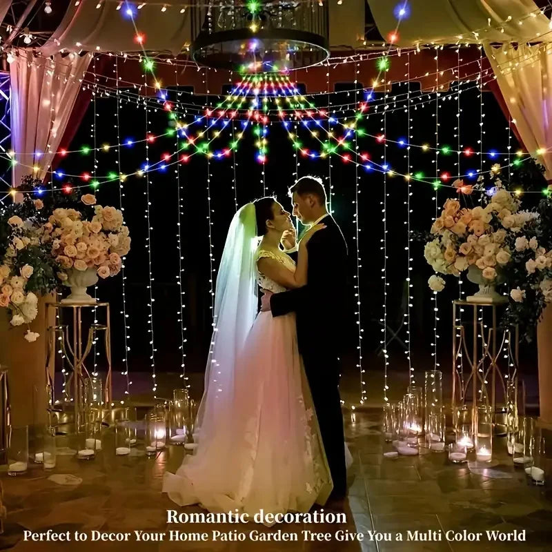 2024 180LED Christmas Decoration Lights 8 Modes String Lights Waterfall Xmas Tree Fairy Lights for Garden Patio New Year Decor