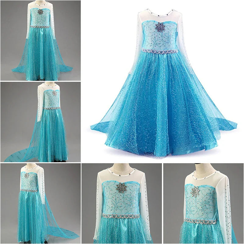 Cinderella Belle Costume for Girls Halloween Disguise Cosplay Rapunzel Princess Dress Baby Christmas Birthday Party Kids Clothes
