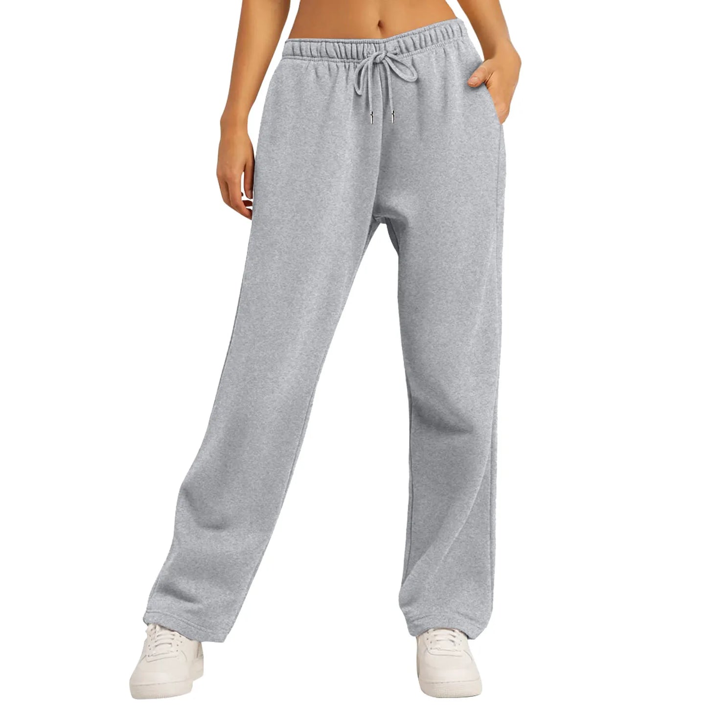 Women’s Drawstring Sweatpants Wide Straight Leg Pants Solid Color Sweatpants Casual Pants For Women 2024 Spring Emale Clothes