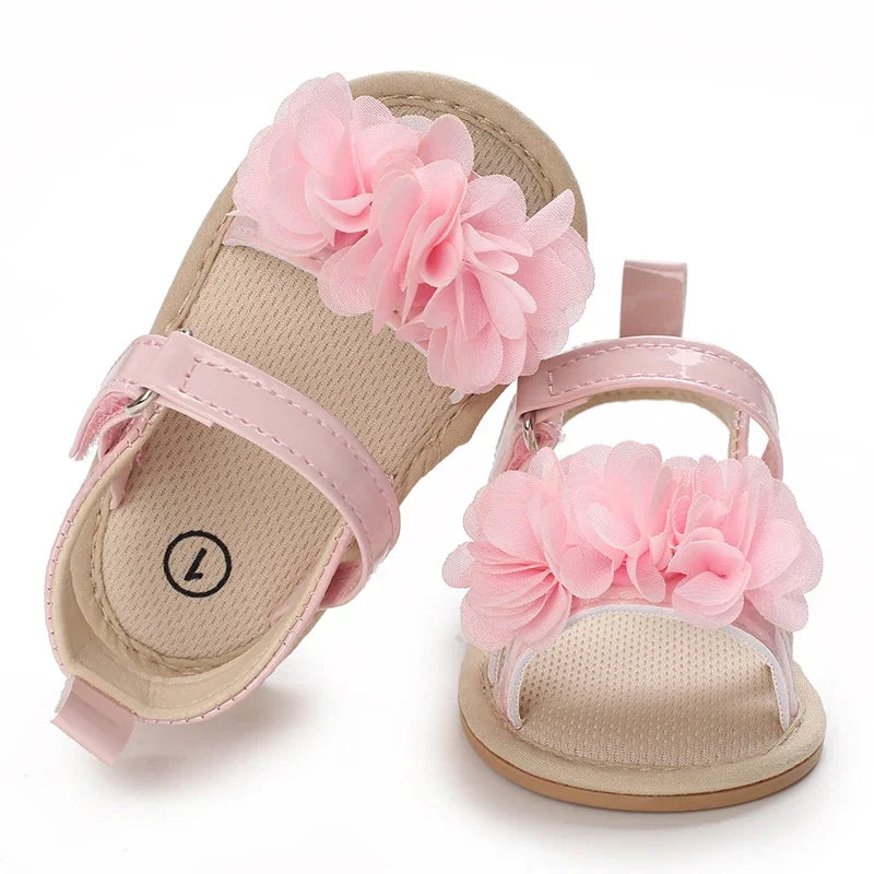 Summer 2026 Western Style Baby Korean Version Flower Princess Shoes Pink Open Toed Baby Girl Sandals