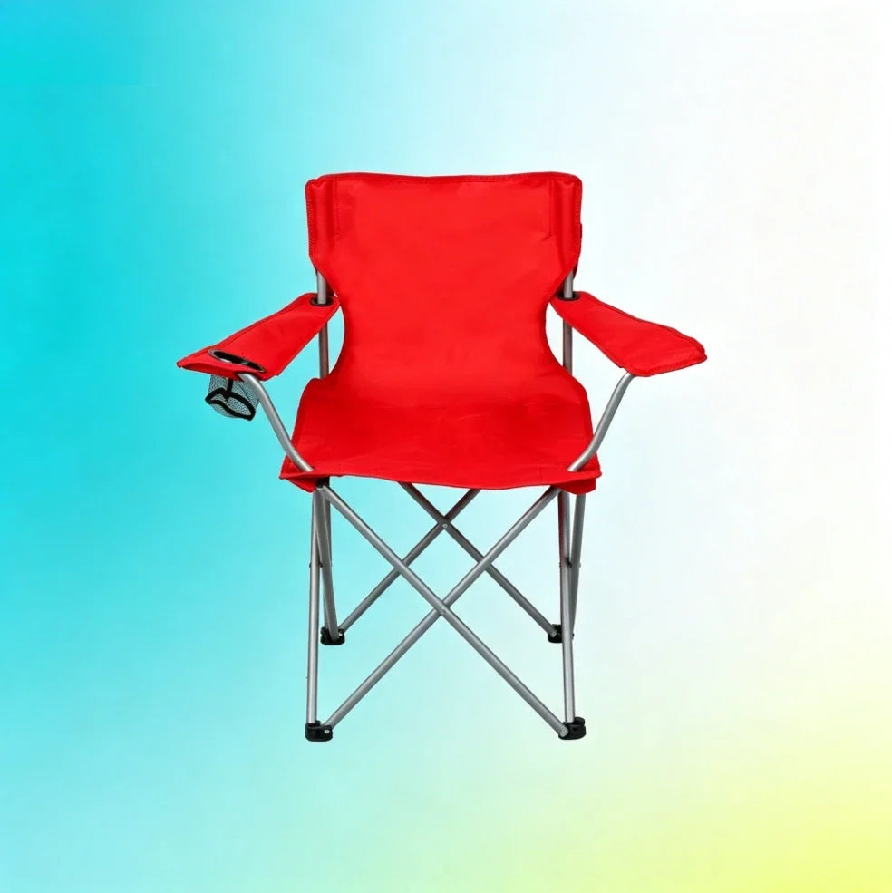 ICUTE-Ozark Trail Quad Folding Camp Chair with Cup Holder, Bright Red