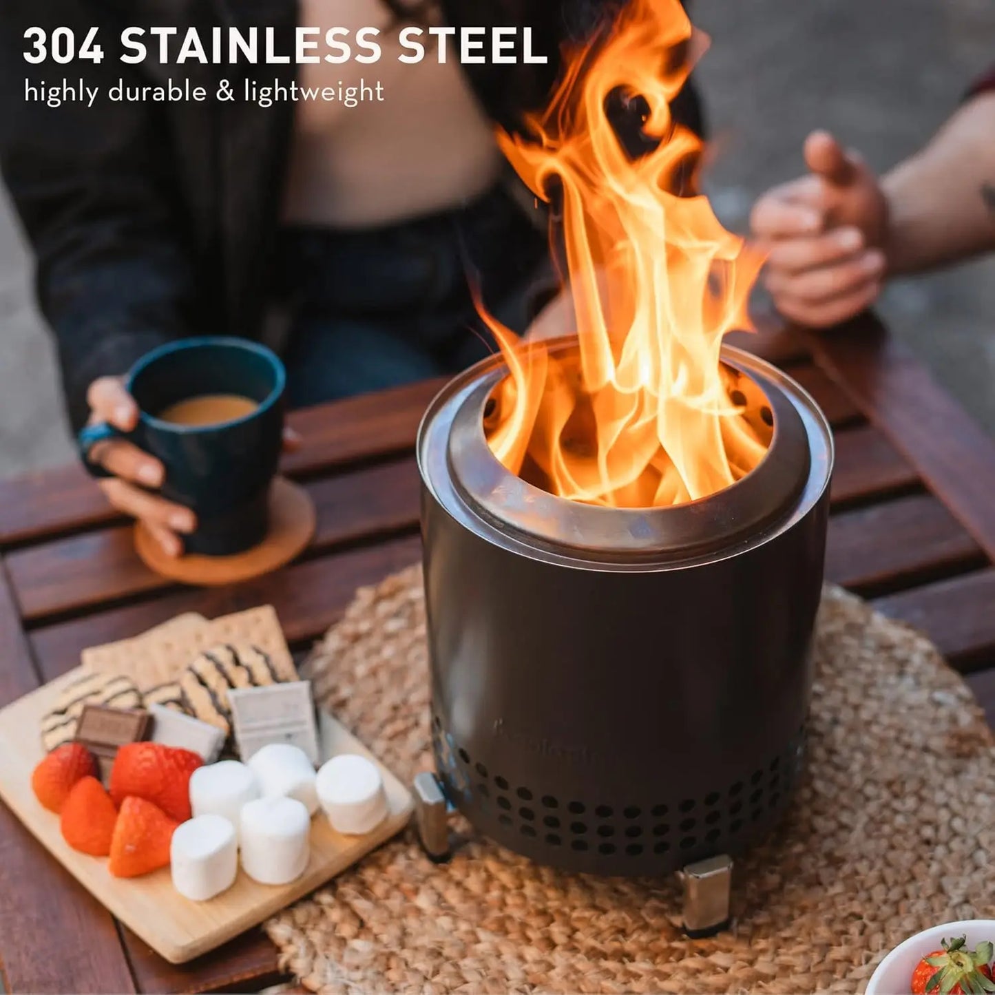 Camping Stove Tabletop Pit With Stand Outdoor Fireplaces Heater For Backpacking Hiking Traveling BBQ Portable