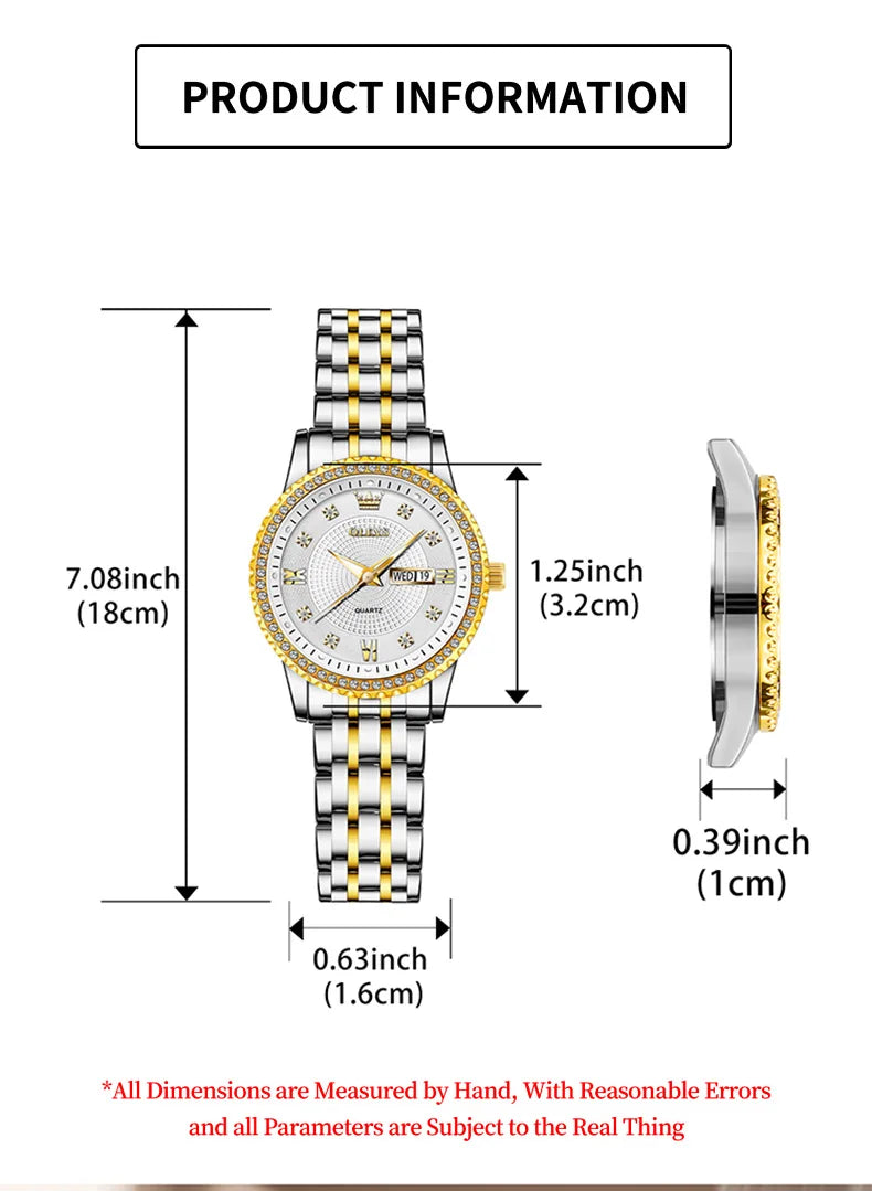 OLEVS Luxury Quartz Watch for Women Stainless Steel Elegant Women's Watches Luminous Waterproof Original Fashion Lady Wristwatch