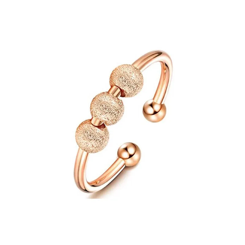 New Fidget Beads Rings for Women Men Rotate Freely Anti-stress Anxiety Ring Worry Stress Relief Jewelry Adjustable Stacking Ring