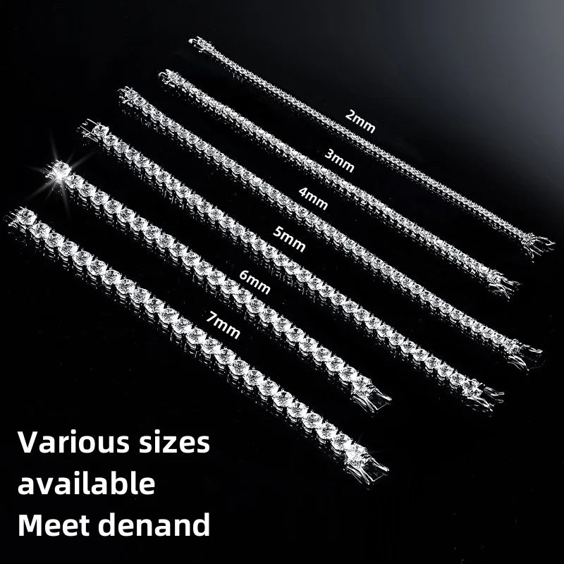 Factory Price Real S925 Sterling Silver Plated 18K Gold 5A Grade Zircon Black Tennis Bracelet for Men and Women Fashion Jewelry