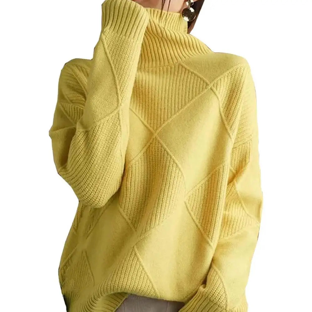 Turtleneck Sweater Long Sleeve High Neck Winter Sweater Warm Turtleneck Sweaters Knitted Loose Women Pullover Sweater Jumper