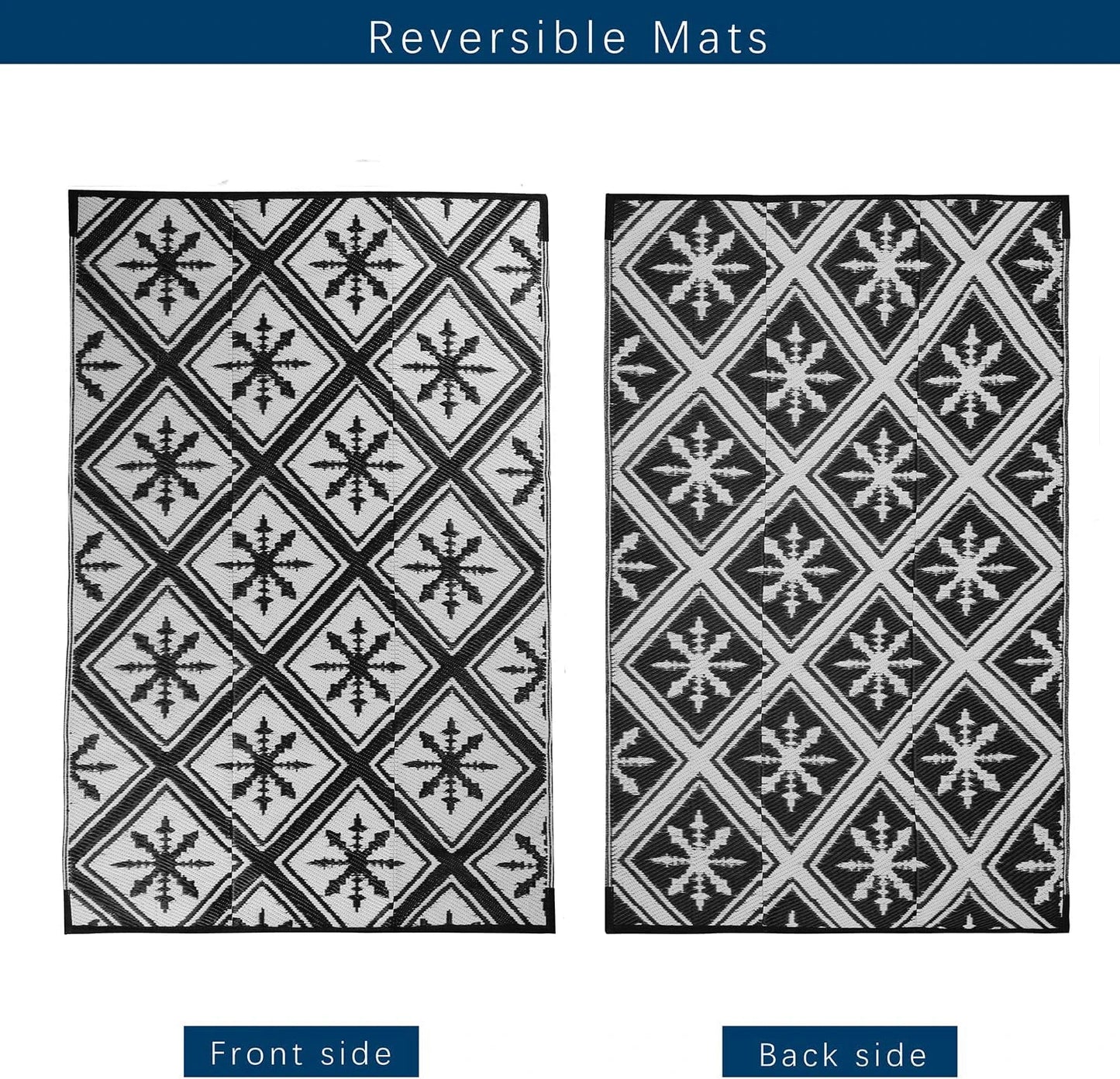 Non-slip Rug for Outdoor Patio Portable Woven Picnic Mat Easy Cleaning Reversible Carpet Multifunctional Floor Mat Home Decor