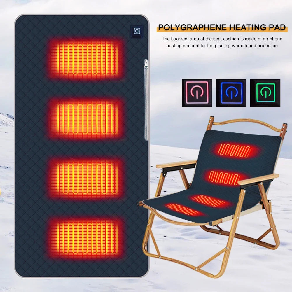 Winter Camping Gear- Sleeping Electric Heating Pads 3 Temp Adjustament Heating Cushion Pad Cold Resistant for Outdoor Sports Mat