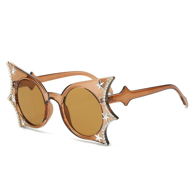Diamonds Steampunk Sunglasses Women Men Luxury Brand Designer Bat Sun Glasses Trends Punk Rhinestone Shades Eyewear UV400 Oculos