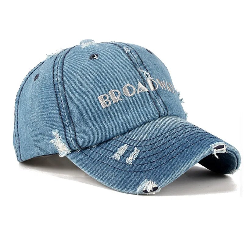 Snapback Women's Distressed Hole Embroidery Simple Baseball Cap For Women Men Fashion Female Outdoor Leisure Cowboy Hat Caps