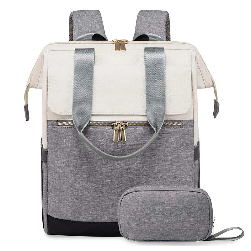 Cream Color Women Travel Laptop Backpack Large Capacity Multi-Piece Luggage Bag Simple Versatile Shoulder School Bag Travel Bags