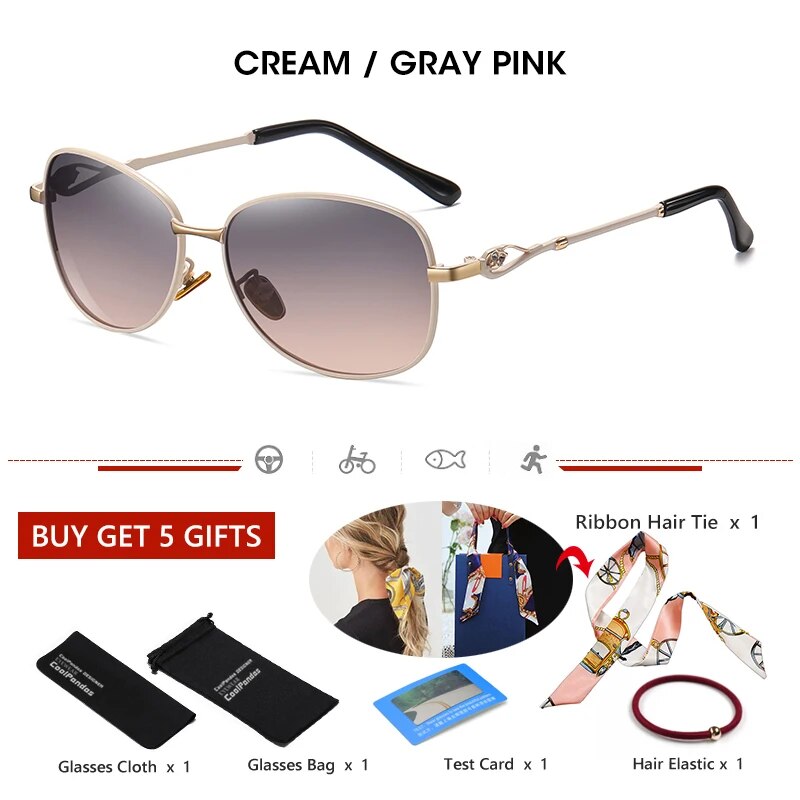 CoolPandas 2022 New Style Women's Sunglasses Gradient Polarized Lens Luxury Design Ladies Elegant UV400 Lunette De Soleil Femme