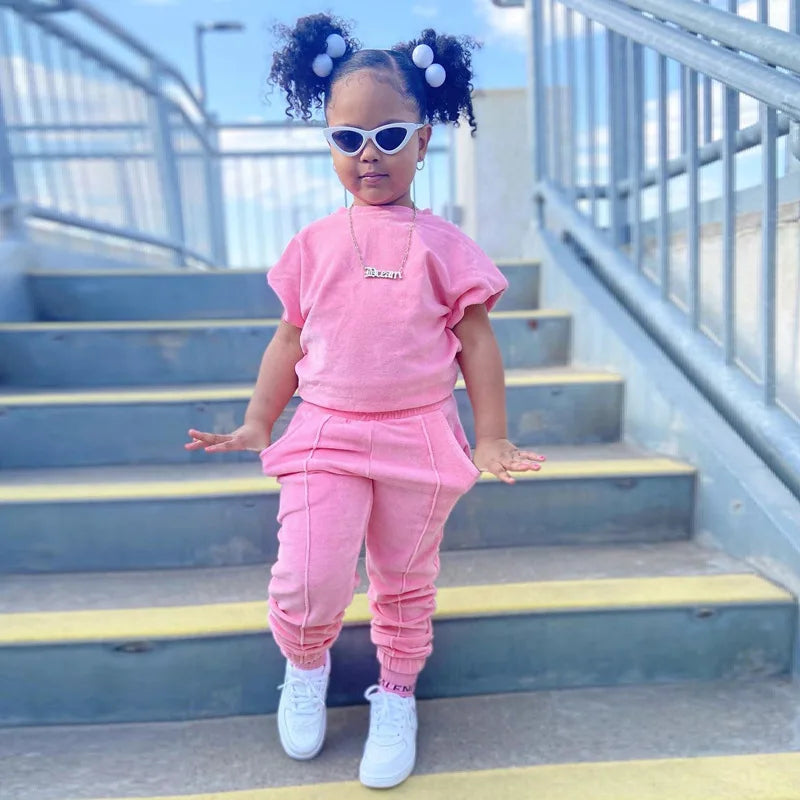 Children Sets for Girls Fashion 2025 New Style Girls Suits for Children Girls + Headband 3pcs. Set Cute Girls