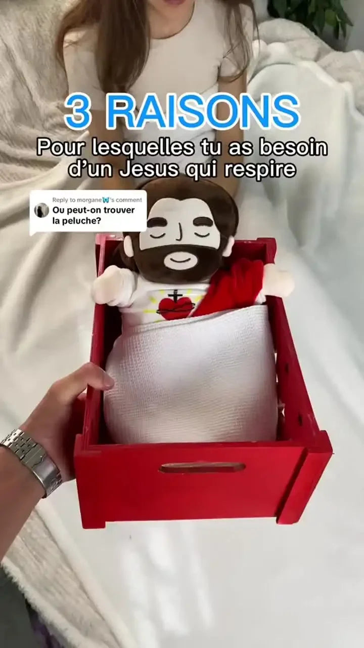Breathing Jesus Plush Toys Baby Soothing Jesus Doll Four-gear Adjustment Children Music Sleep Companion Christmas Gifts Light
