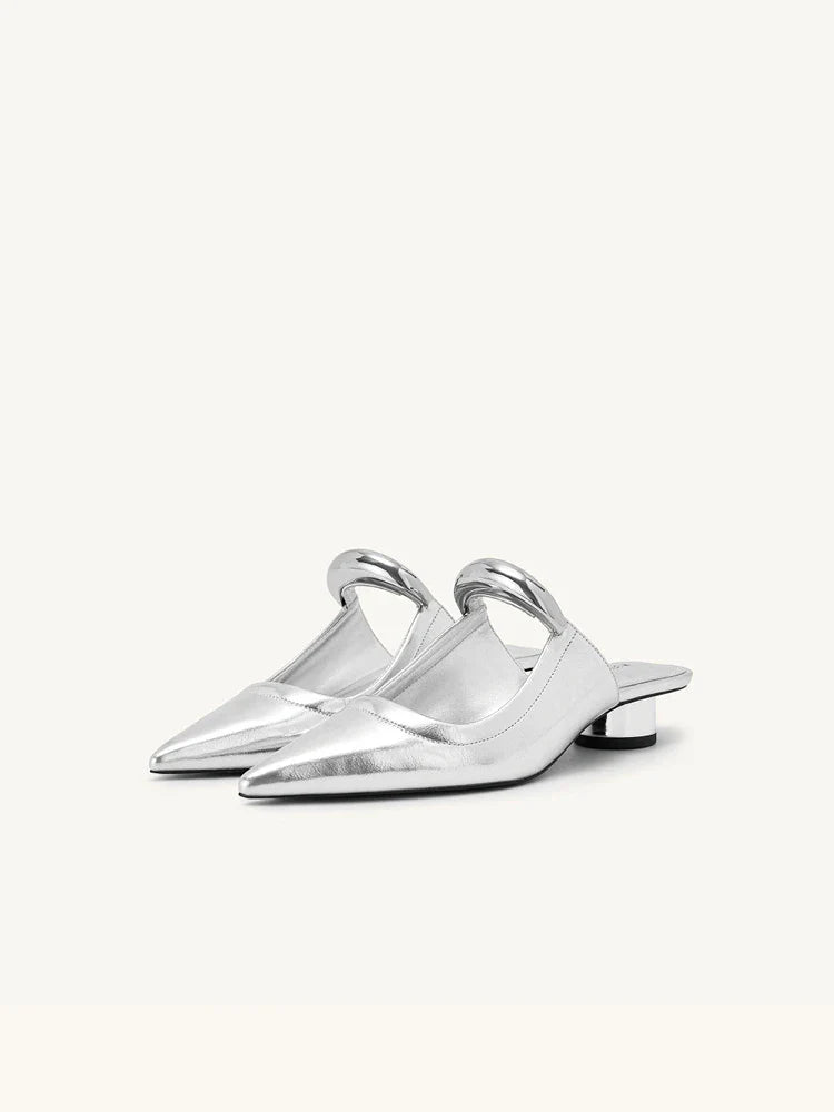 Pointed Toe Women's Slippers 2024 Summer Fashion Shallow Mouth Women's Mules Comfortable Wear Outside Ladies One Word Drag