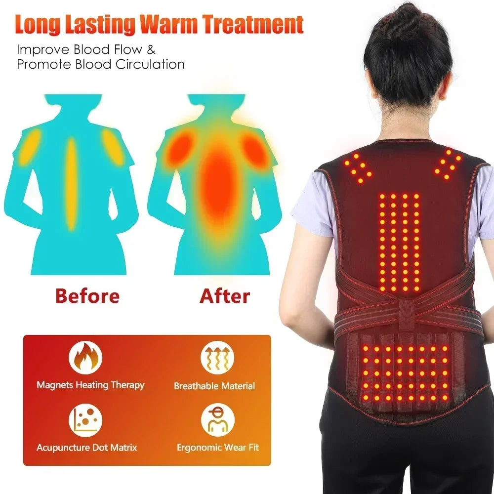 Magnetic Heating Vest Home Use 118 Magnetic Self-heating Massage Warm Back Support Vest Shoulder Spine Posture Correction Belt