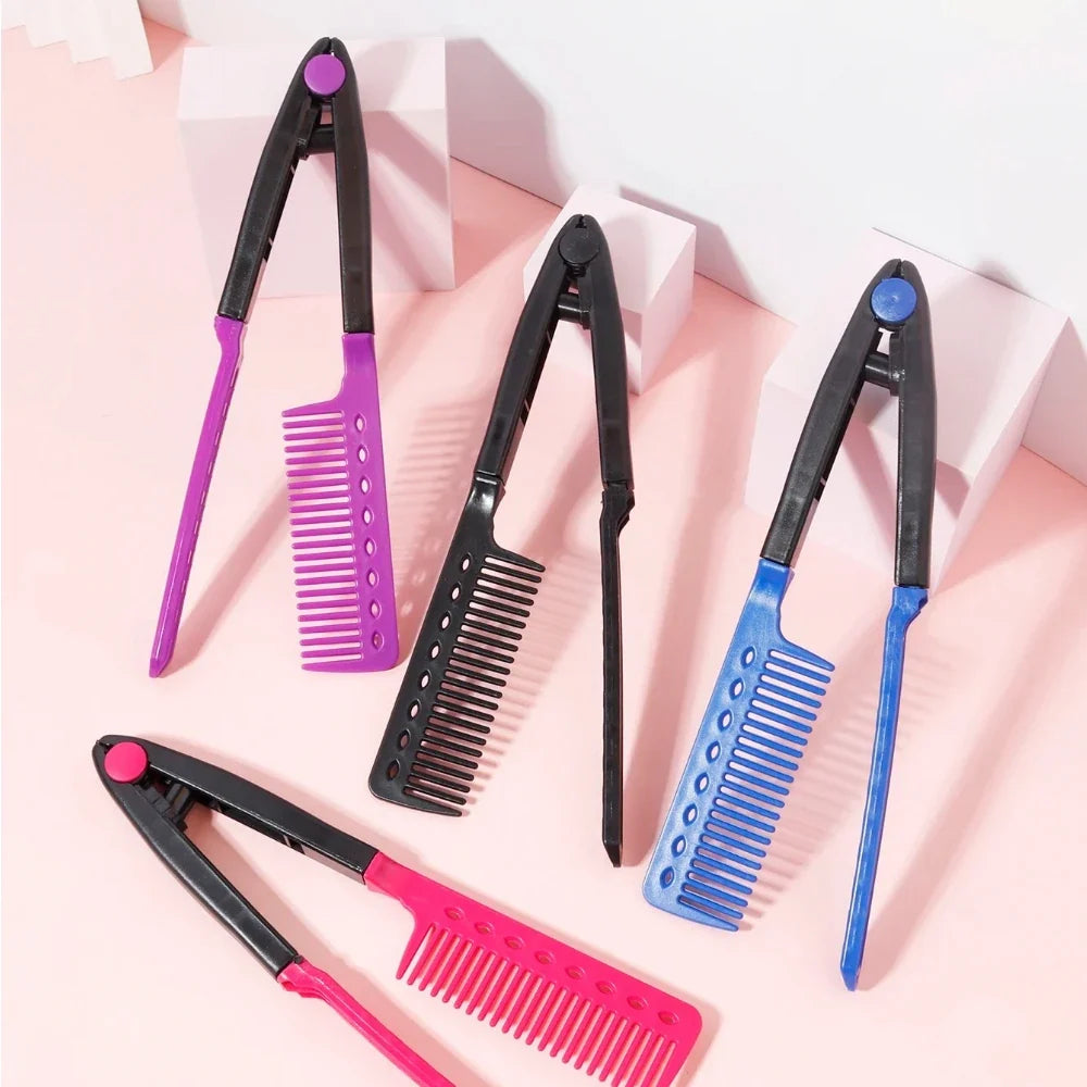 Straight hair brush, V-shaped straightener, straighten hair, suitable for hair salons, special for real hair wigs