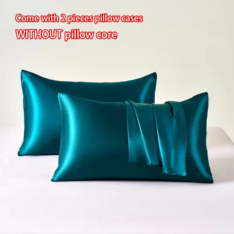 2pcs Satin Pillowcase for Skin and Hair, Satin Pillow Cases Set of 2 Soft Breathable Smooth Cooling Pillow Covers for Sleeping