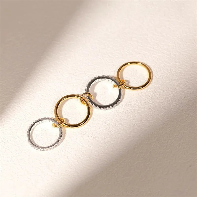 A Niche Two-Color Four-Ring Copper Jewelry Ring, Hypoallergenic, Ins