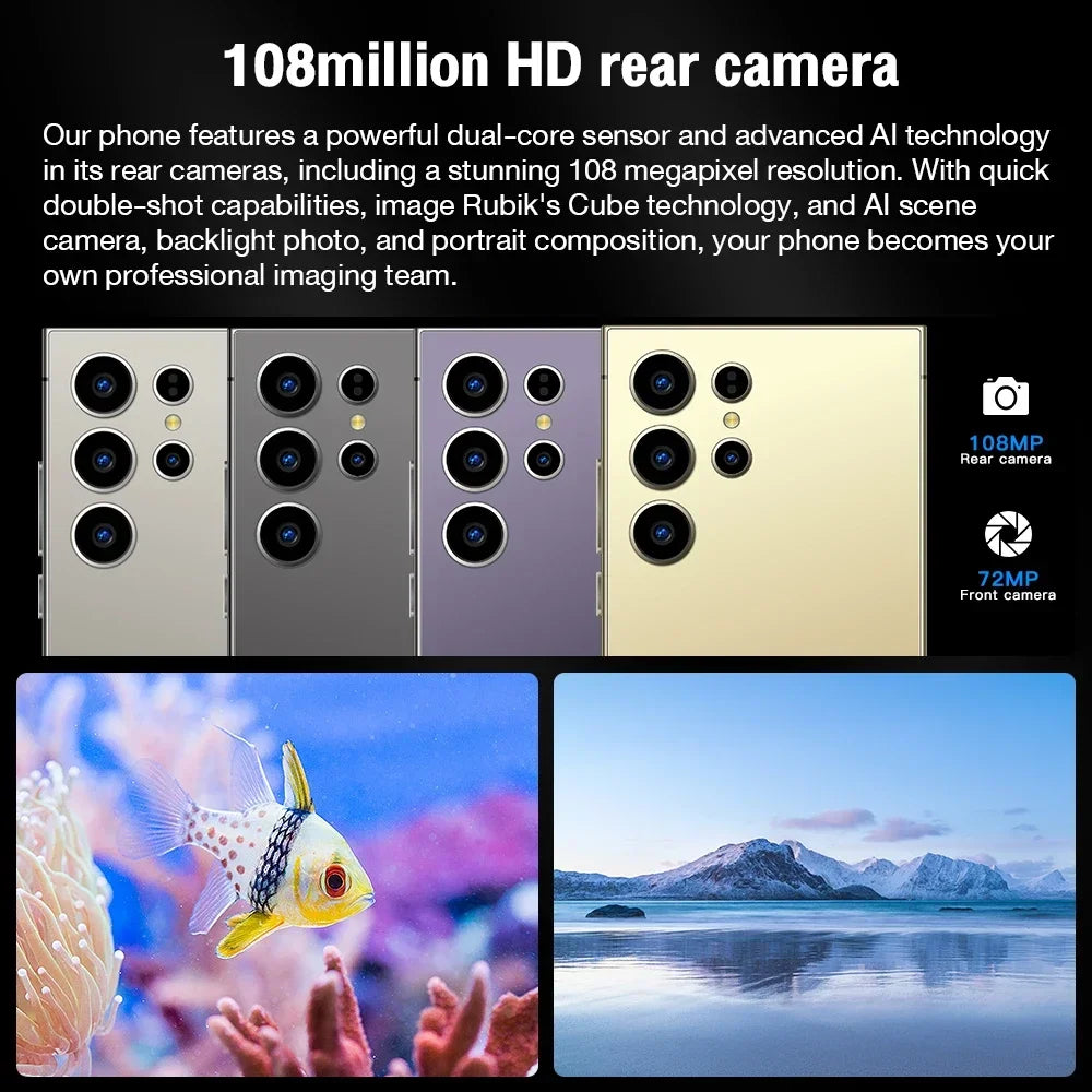 2025 New S24 Ultra 7.3HD Original Smartphone Global Version 4G 5G Dual SIM Cellphones Android14 Cell Phone 8000mAh Mobile Phones