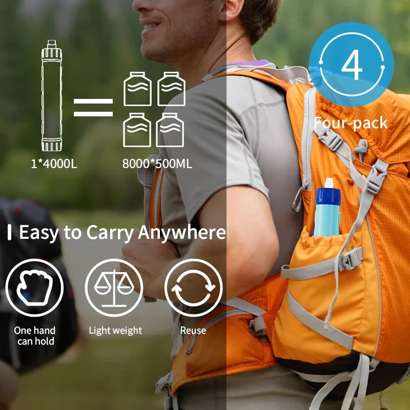 Filterwell Portable Camping Water Filter Straw Survival Outdoor Gravity Drinking Water Purifiers Hiking Supplies Tourist Travel