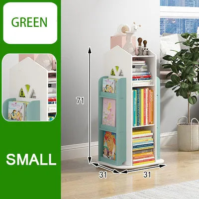 Children's Bookshelf 360° Rotating Cartoon Books Rack Floor Simple Child Book Shelf for Home Bookcases Furniture Bookshelf Rack