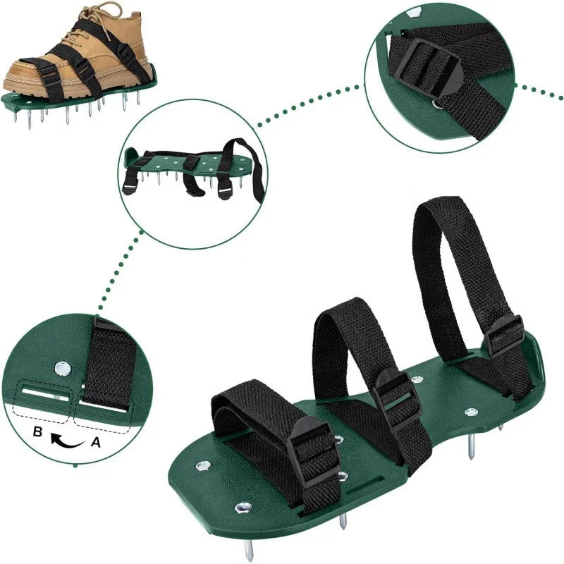 Lawn Aerator Shoes Manual Lawn Aerator with Spike Adjustable Spiked Aerating Sandals Reusable Plastic Lawn Aerator Sandals