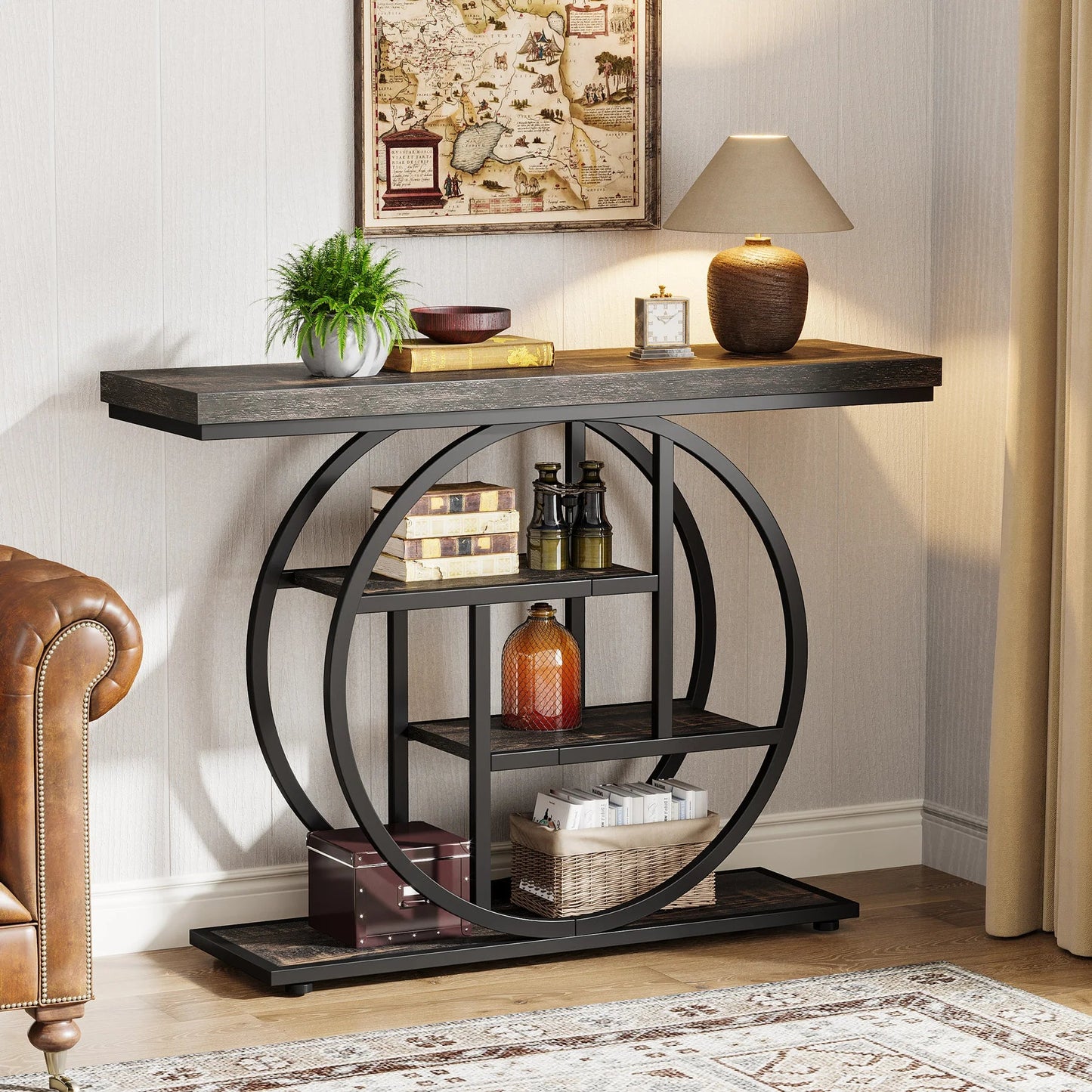 Console Table, 4-Tier Entryway Table, 41.3-Inch Industrial Sofa Table for Living Room, Foyer Hallway Table for Entrance