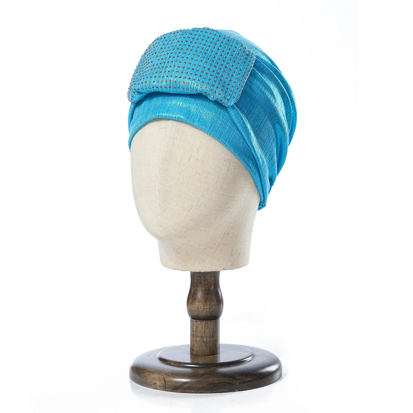 2024 New Glittering Rhinestones Turban Caps for Woman African Women Headtie Muslim Head Wraps Party Headpiece Hat