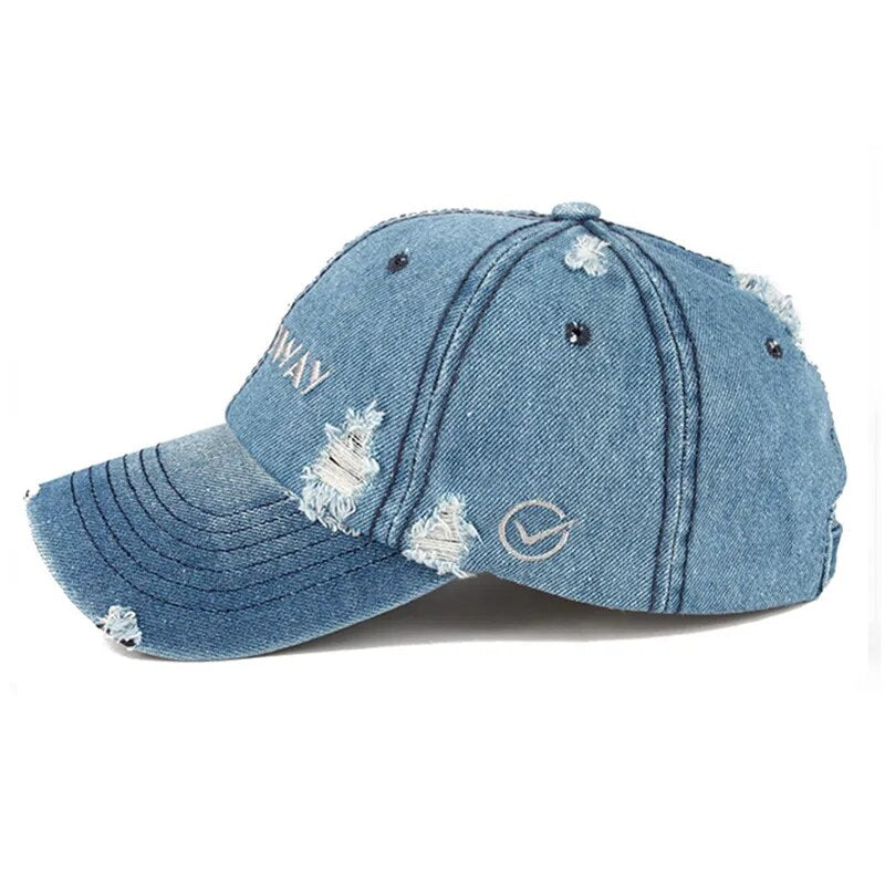 Snapback Women's Distressed Hole Embroidery Simple Baseball Cap For Women Men Fashion Female Outdoor Leisure Cowboy Hat Caps