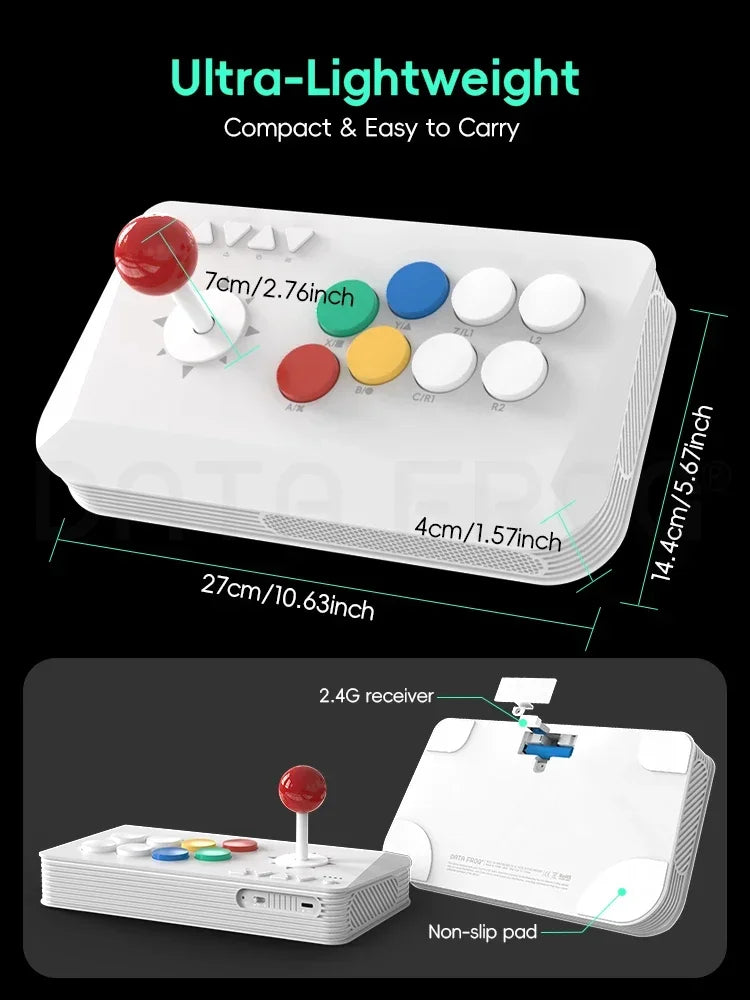 DATA FROG Wireless Fighting Game Arcade Joystick Controller for Retro Game Console, PC/Android/iOS Home Arcade Stick Keyboard