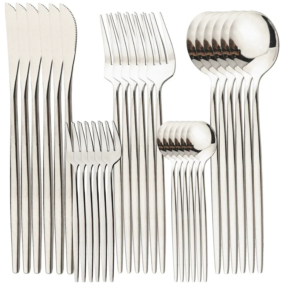30Pcs Flatware Set Stainless Steel Tableware Set