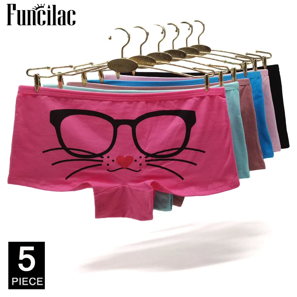Cotton Underwear Women Girls Shorts Boxers Ladies Panties Sexy Floral Boyshort Knickers M L XL 5 Pcs/lot