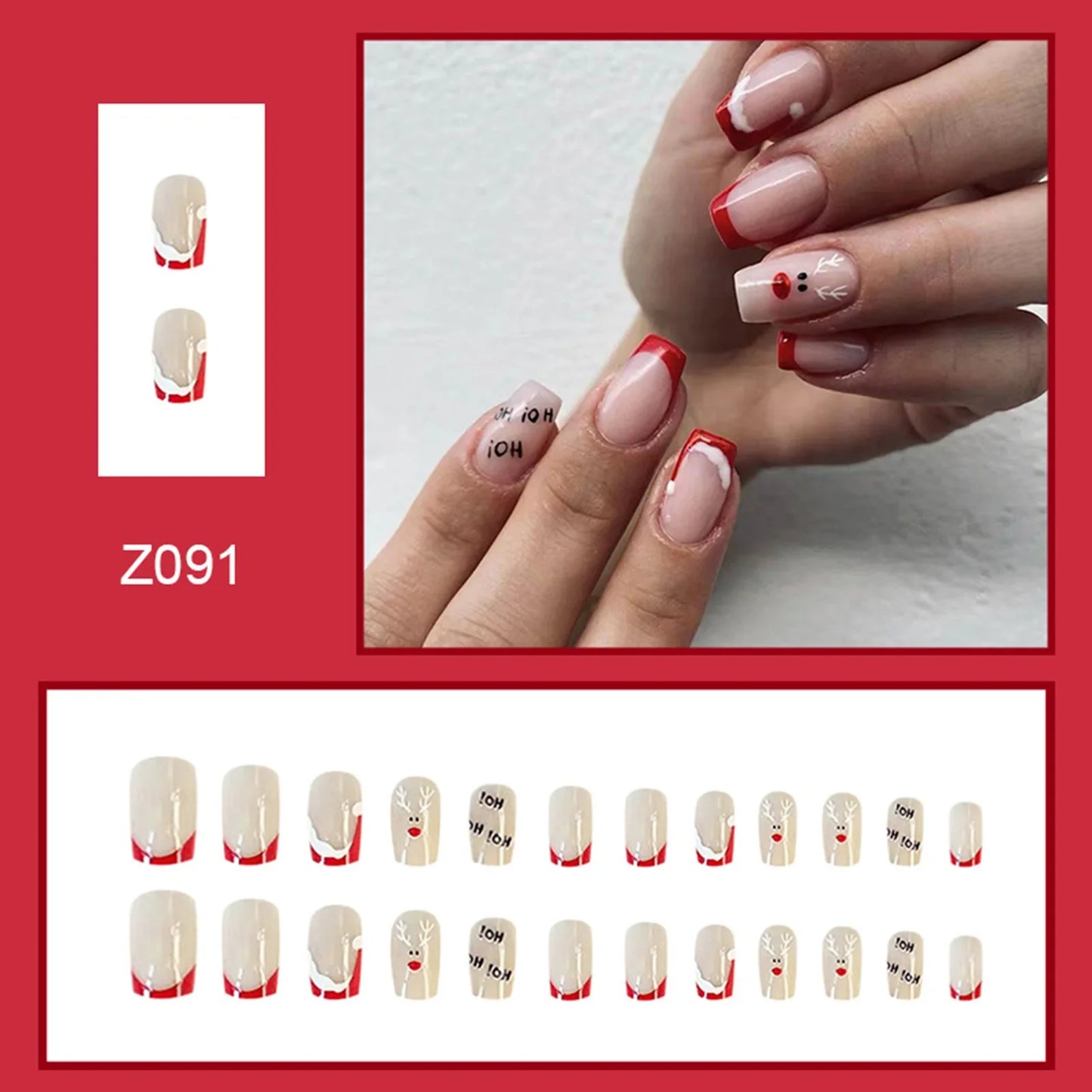 Christmas Pattern Press-on Nails Ultra-flexible Long Lasting Fake Nails for Nail Decoration Nail Art