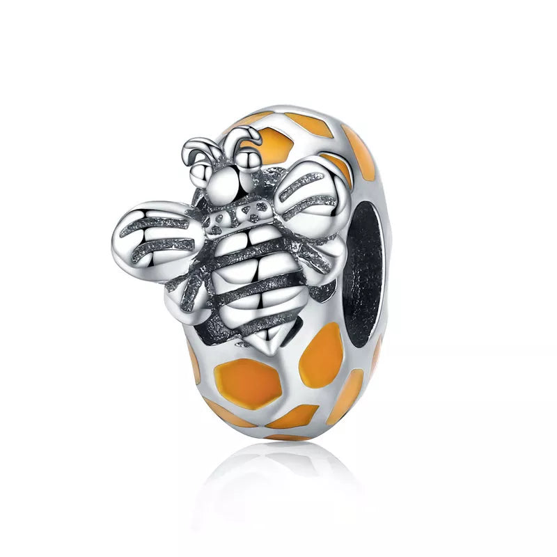 Bamoer 925 Sterling Silver Delicate Bee Series Charm Beads Silver Bumblebee Pendant fit for Silver Bracelet & Bangle DIY Gift