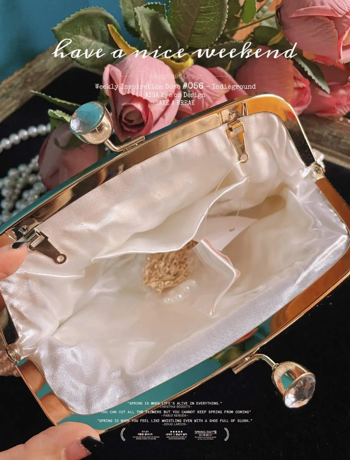 Lost in Vintage Womens Party Luxury Handbag Bags Designer Pearl Diamonds Evening Clutch Crossbody &Shoulder OL Formal Purse
