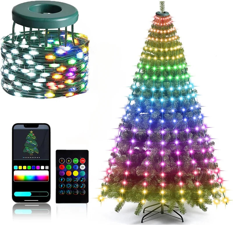 DIY Smart APP Christmas Tree Light Bluetooth Remote Control LED Fairy String Light Festoon Garland Lamp For Outdoor Garden Party