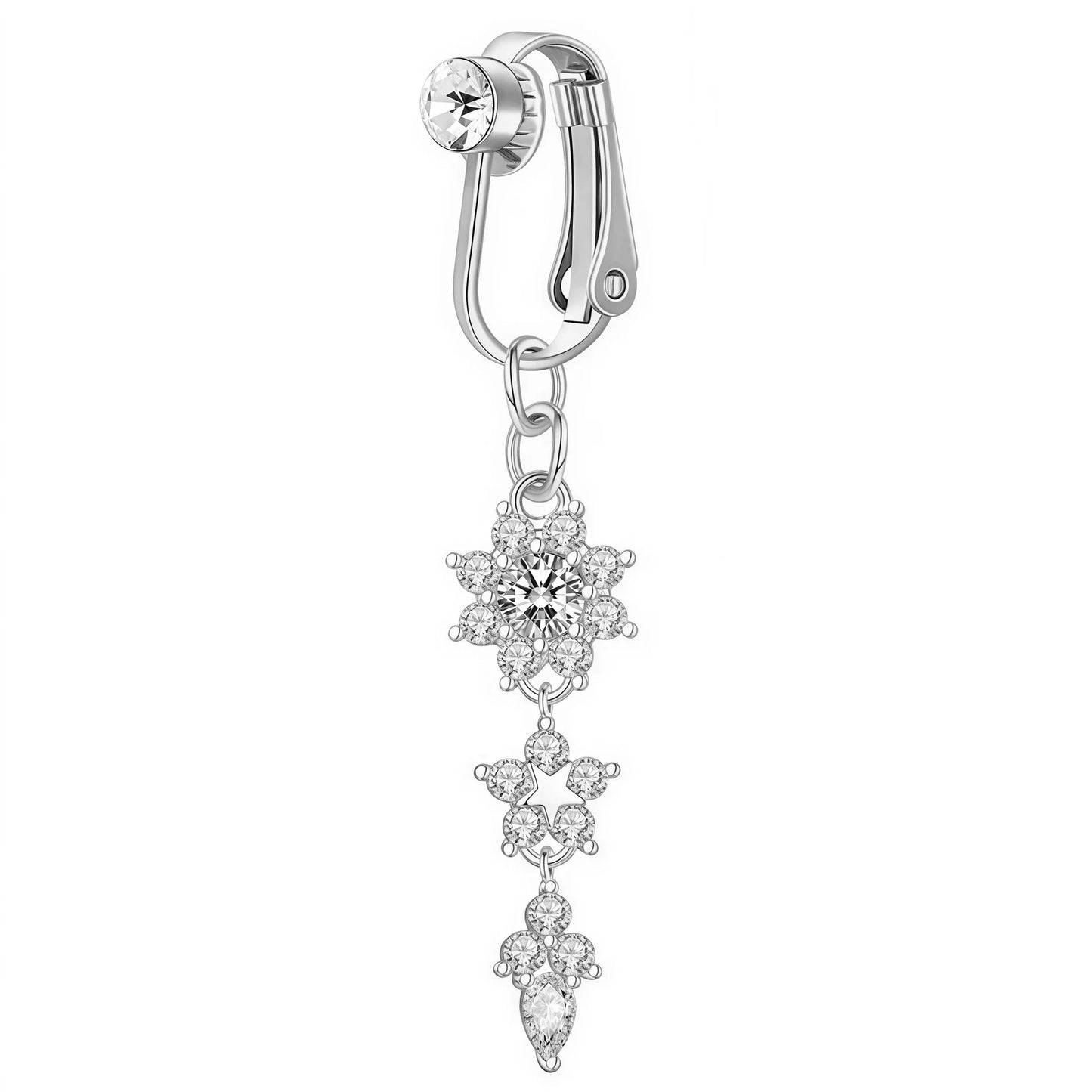 Clip On Belly Button Ring Butterfly Copper Zircon Pink Fake Belly Piercing Umbilical Navel Body Jewelry Trendy Fashion Style