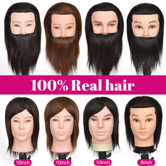100% Real Human Hair Mannequin ,Styling Heads Cosmetology Practice Heads.