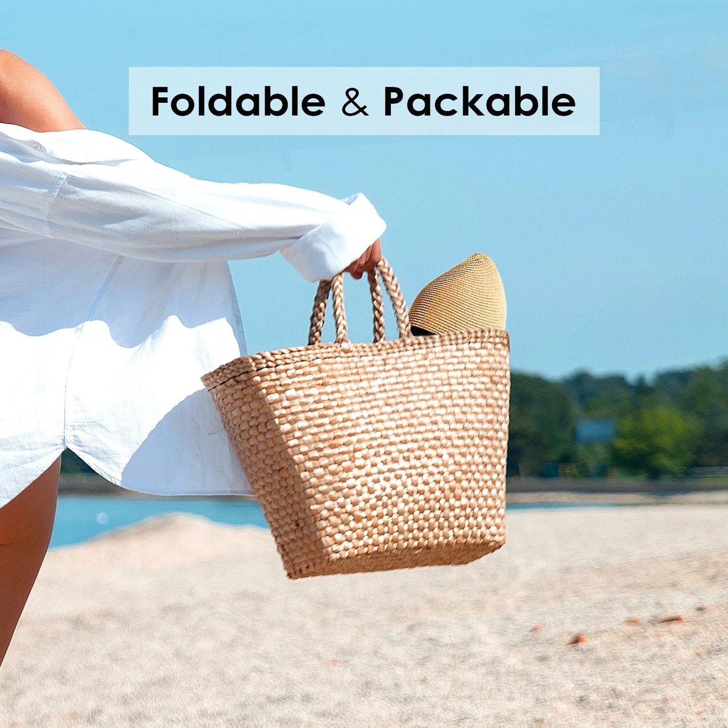FURTALK Summer Beach Hat Women Large Straw Hat Big Brim Sun Hats UV Protection Foldable Roll Up Floppy Cap chapeu feminino 2020
